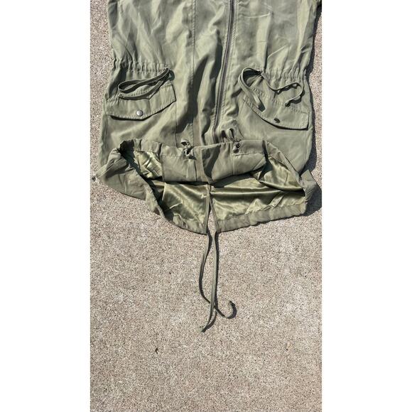 Staccato Olive Utility Parka Jacket Medium Hooded Roll-Up Sleeve Gorpcore Safari - Picture 5 of 9
